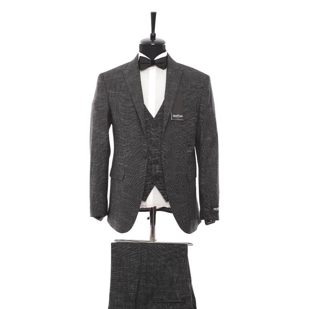 Classic Black Suit, 3pc Textured By Derman Suits